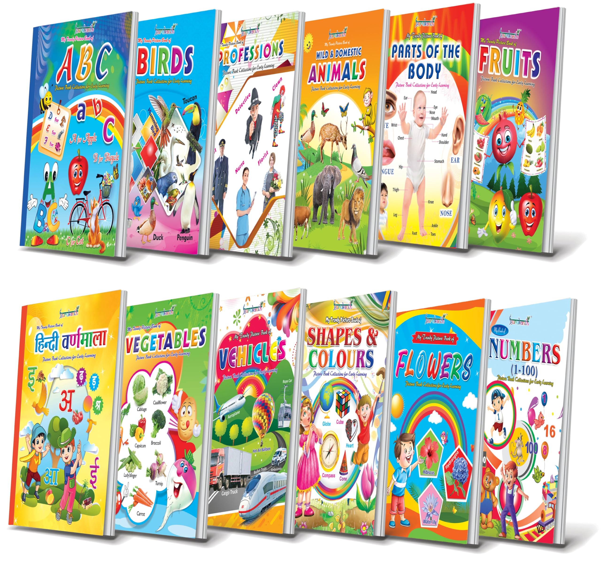 Kids Picture Books Collection For Early Learning For Books For 1 2 3 + Year Old | Water Proof  Includes English Alphabets, Hind
