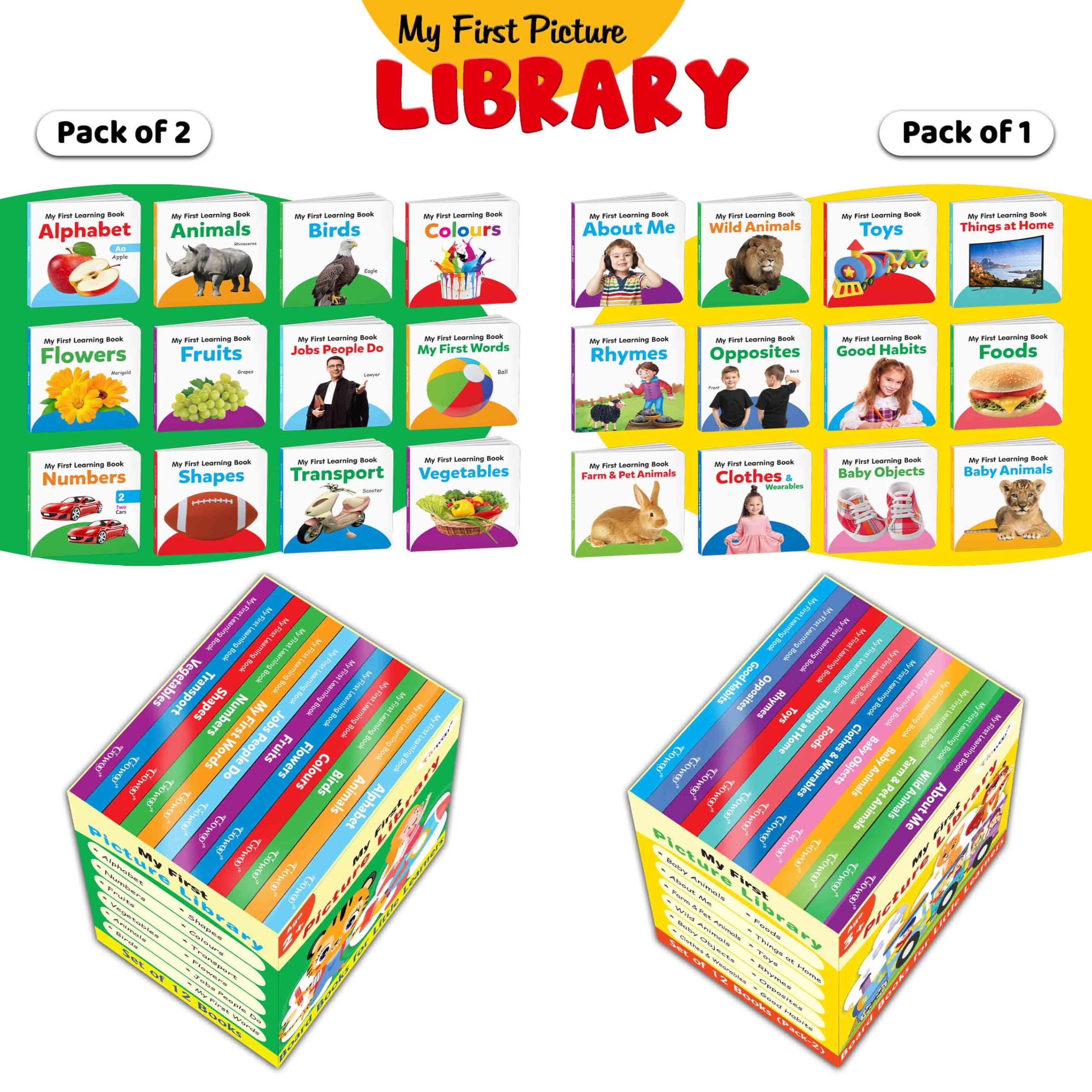 Essential Board Book Of All In One Box Set (Green and Yellow Edition) : My First Picture Library Box, Educational picture books 