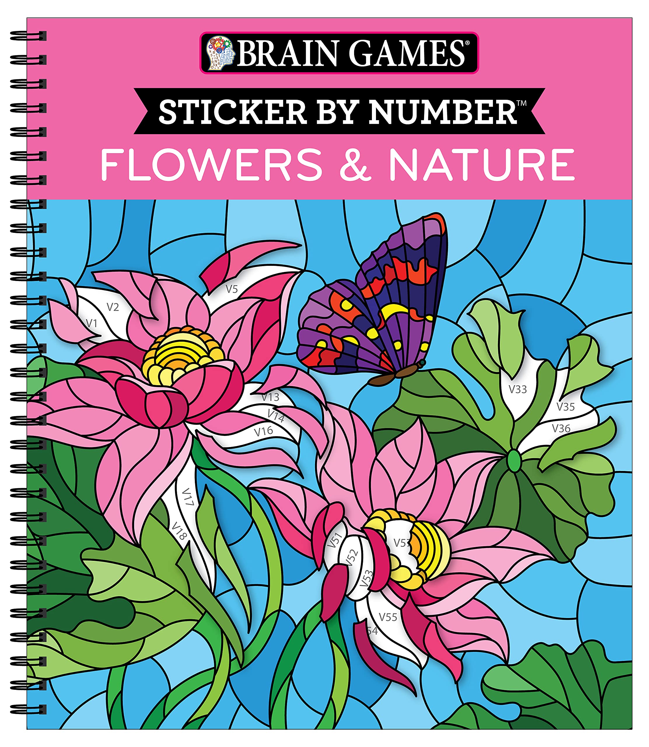 Brain Games  Sticker by Number: Flowers & Nature (28 Images to Sticker)