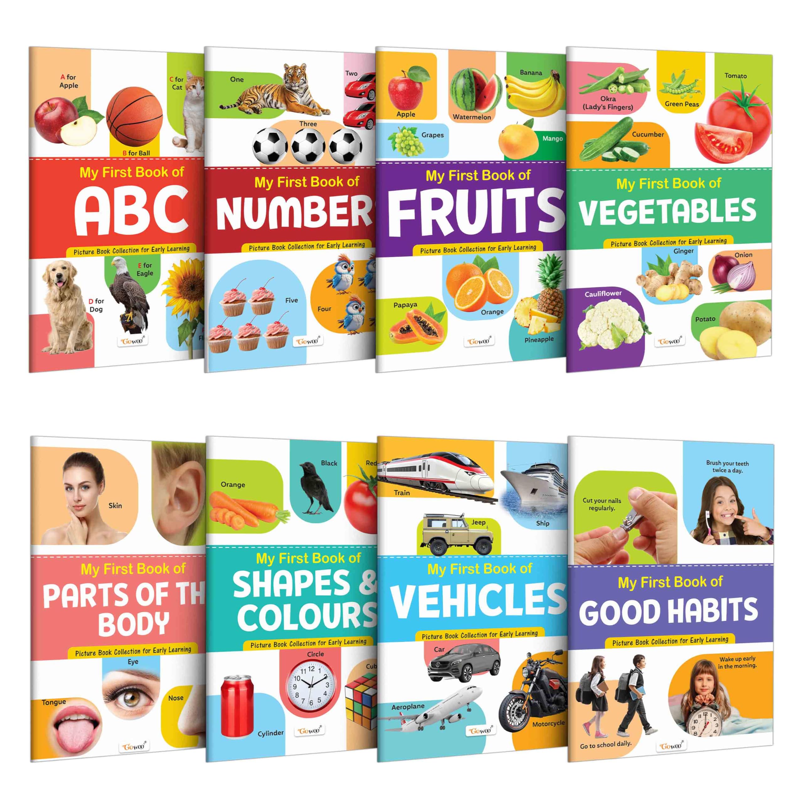 Toddlers learning library : Learning book for kids, My First Picture Book Collection For Early Learning With 8 Topics, birthday 