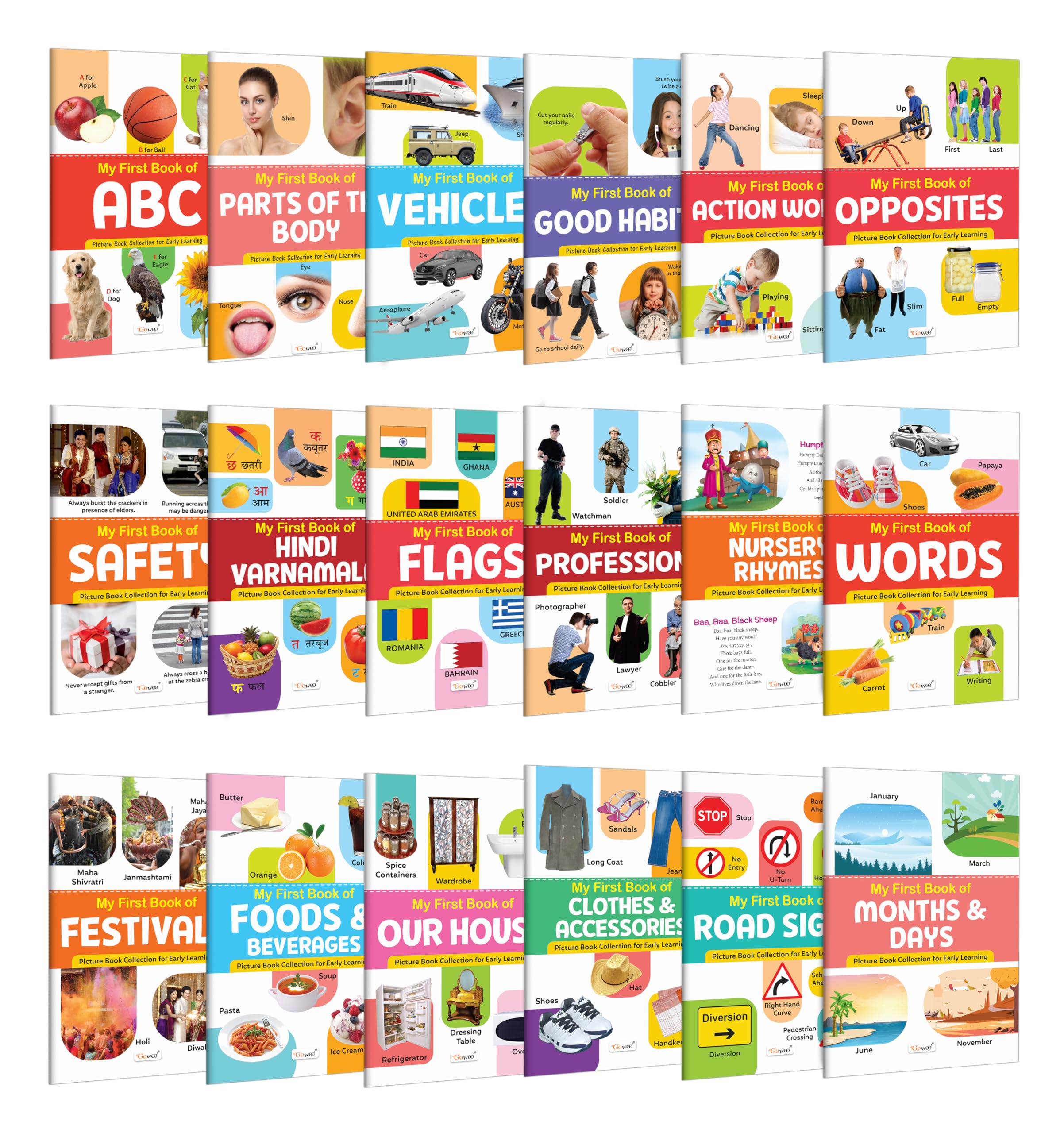 My First Book of ABC, Parts of the Body, Vehicles, Good Habits and more : my first learning book, interactive learning books, a