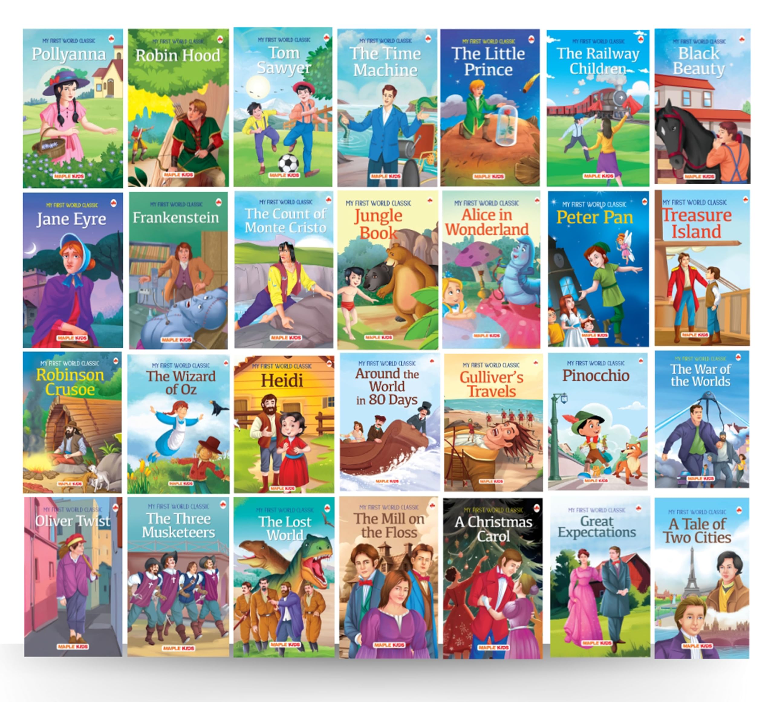 Story Books for Kids  World Classic (Abridged) (Set of 28 Books) (Illustrated)  Jane Eyre, Black Beauty, Alice in Wonderland, 