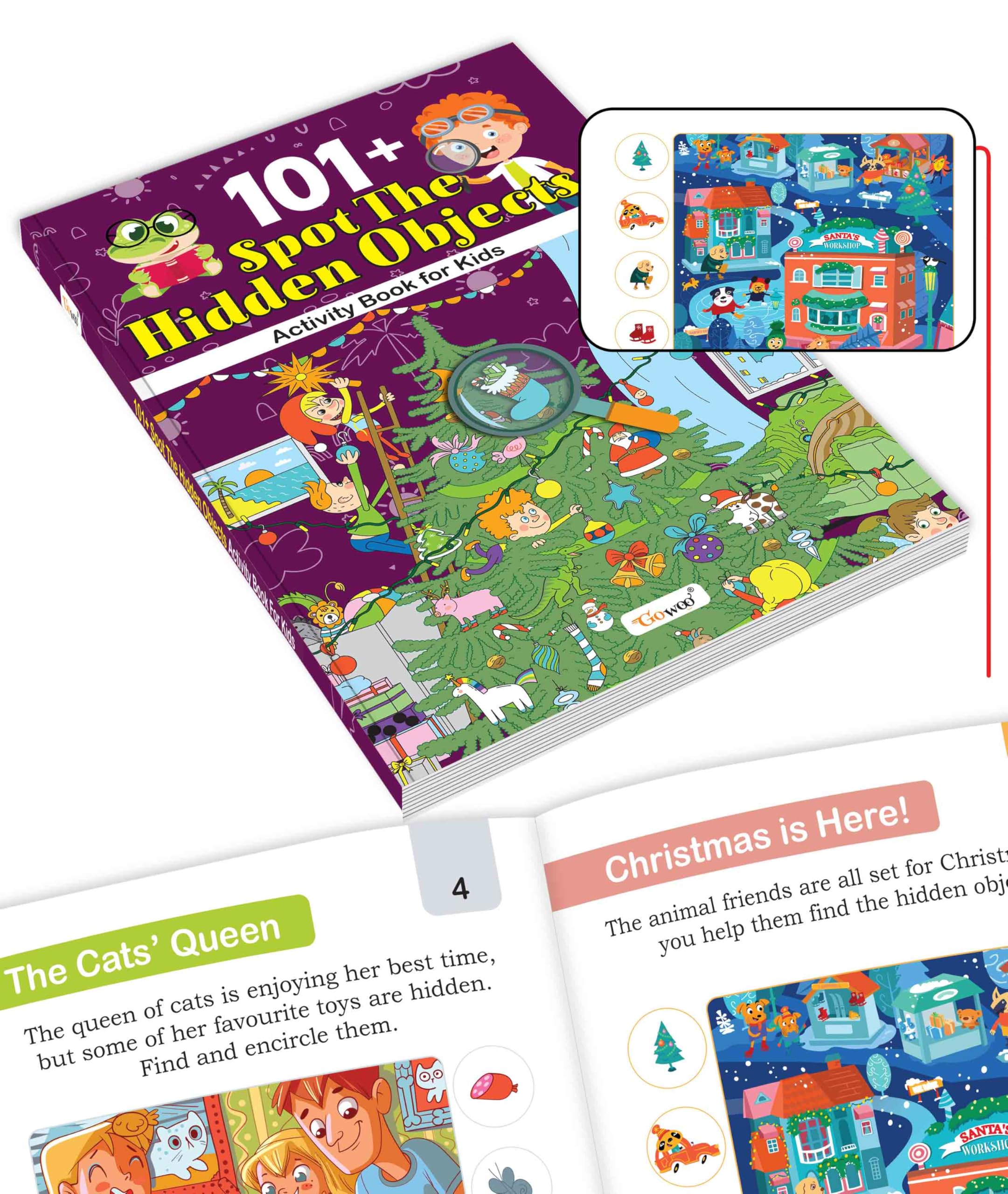 Activity Book  101+ Spot the Hidden Objects for Kids : Brain Exercises for Young Children, Fun with Activities book, Early lear