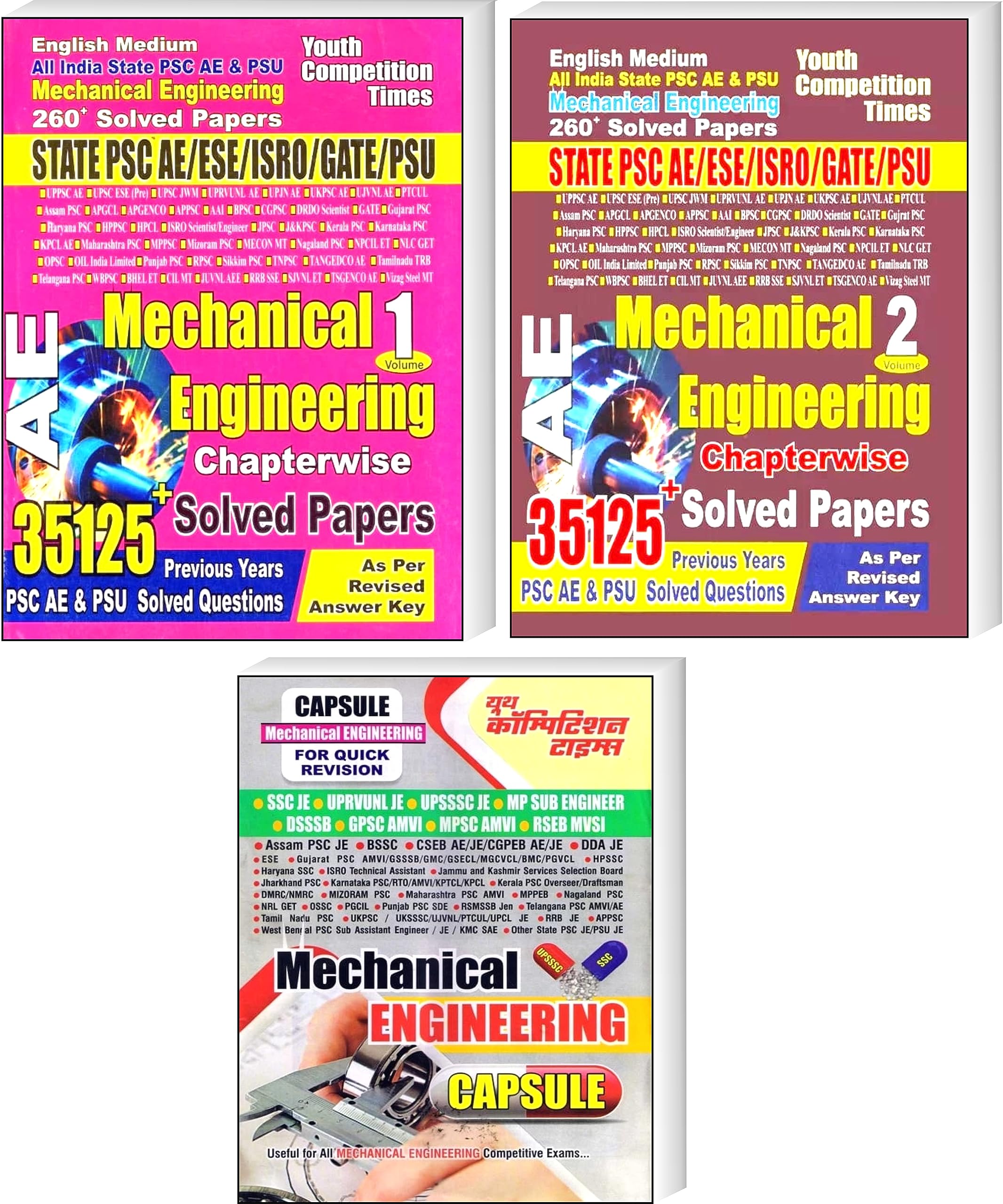 Youth Competition Times Mechanical Engineering AE (Vol. 1 + 2) + Capsule for Quick Revision | State PSC AE & PSU |Chapterwise So