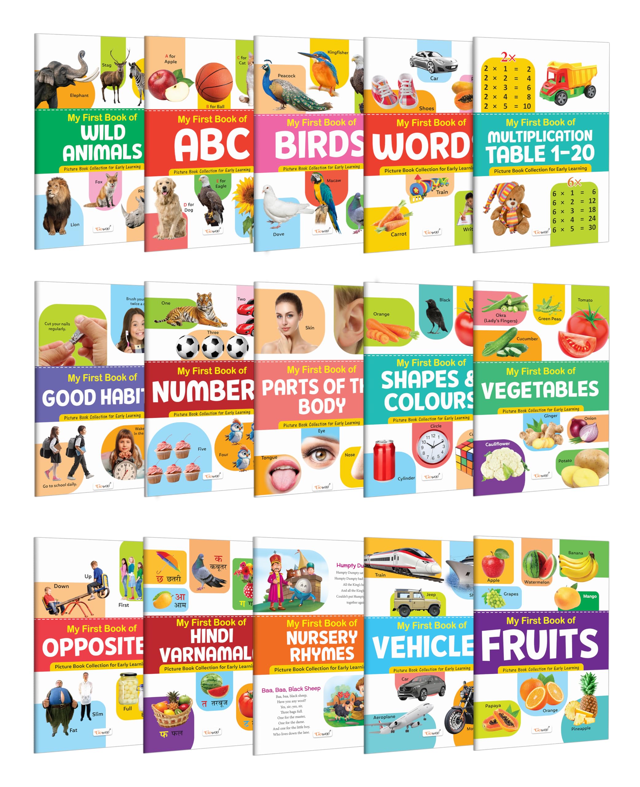 My First Book of ABC, Numbers, Fruits, Birds, Wild Animals and more : educational books for toddlers, preschool concept books, 