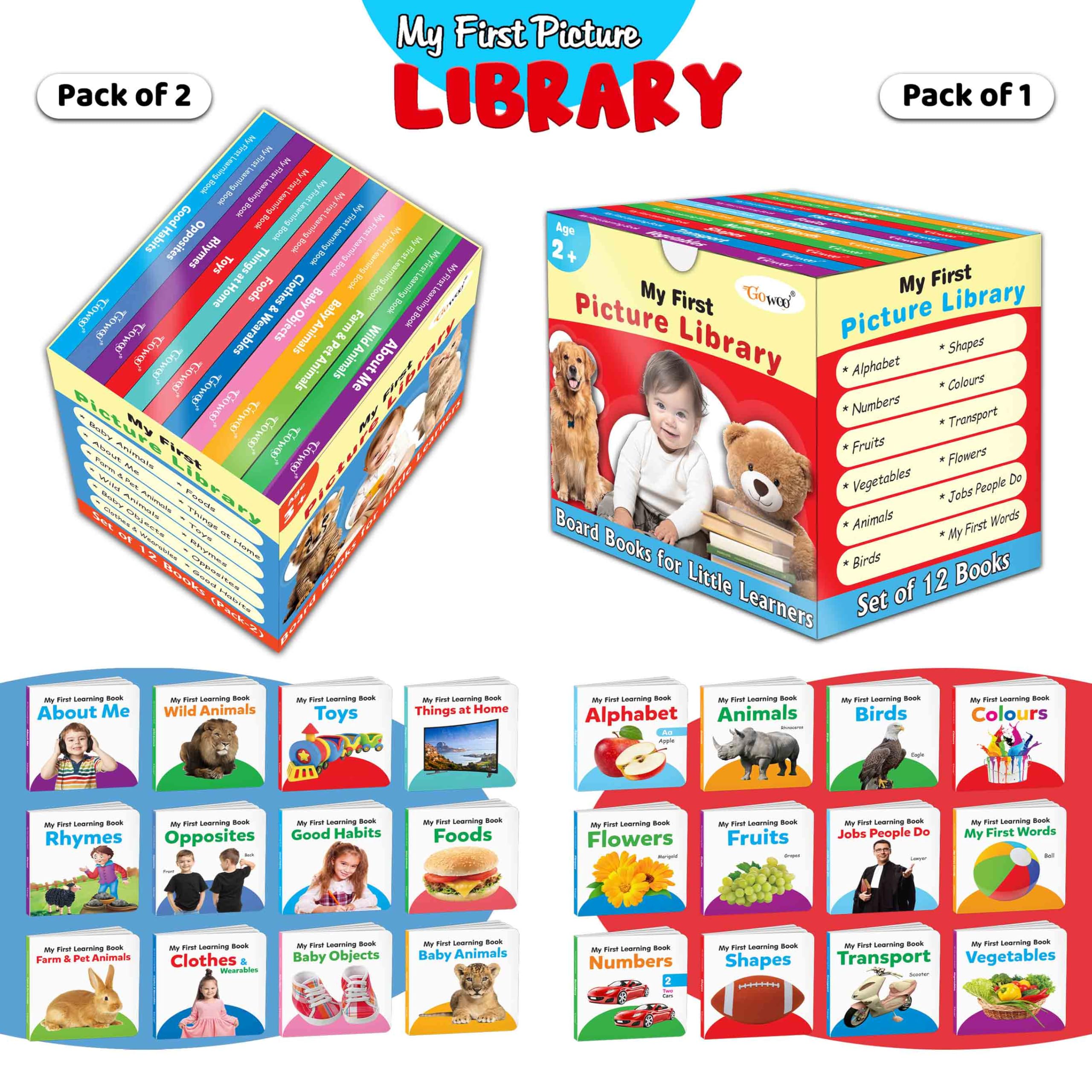 Lkg Class Picture Book Box Set (Red and Blue Edition) : Board Books For Children, All In One essential Board Book, Gift Set For 