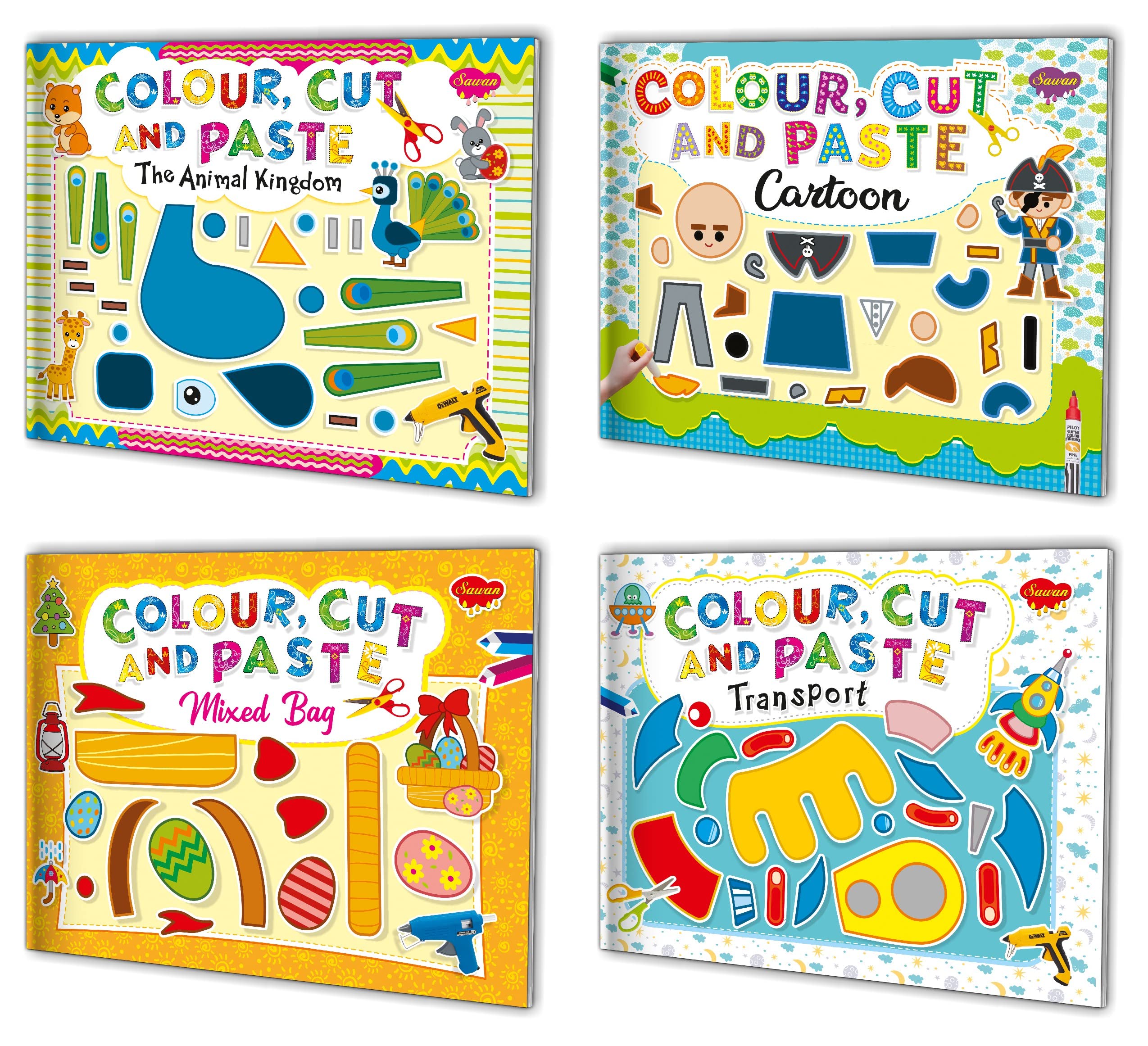 Complet Set Of Colour, Cut And Paste Book | Pack Of 4 Books