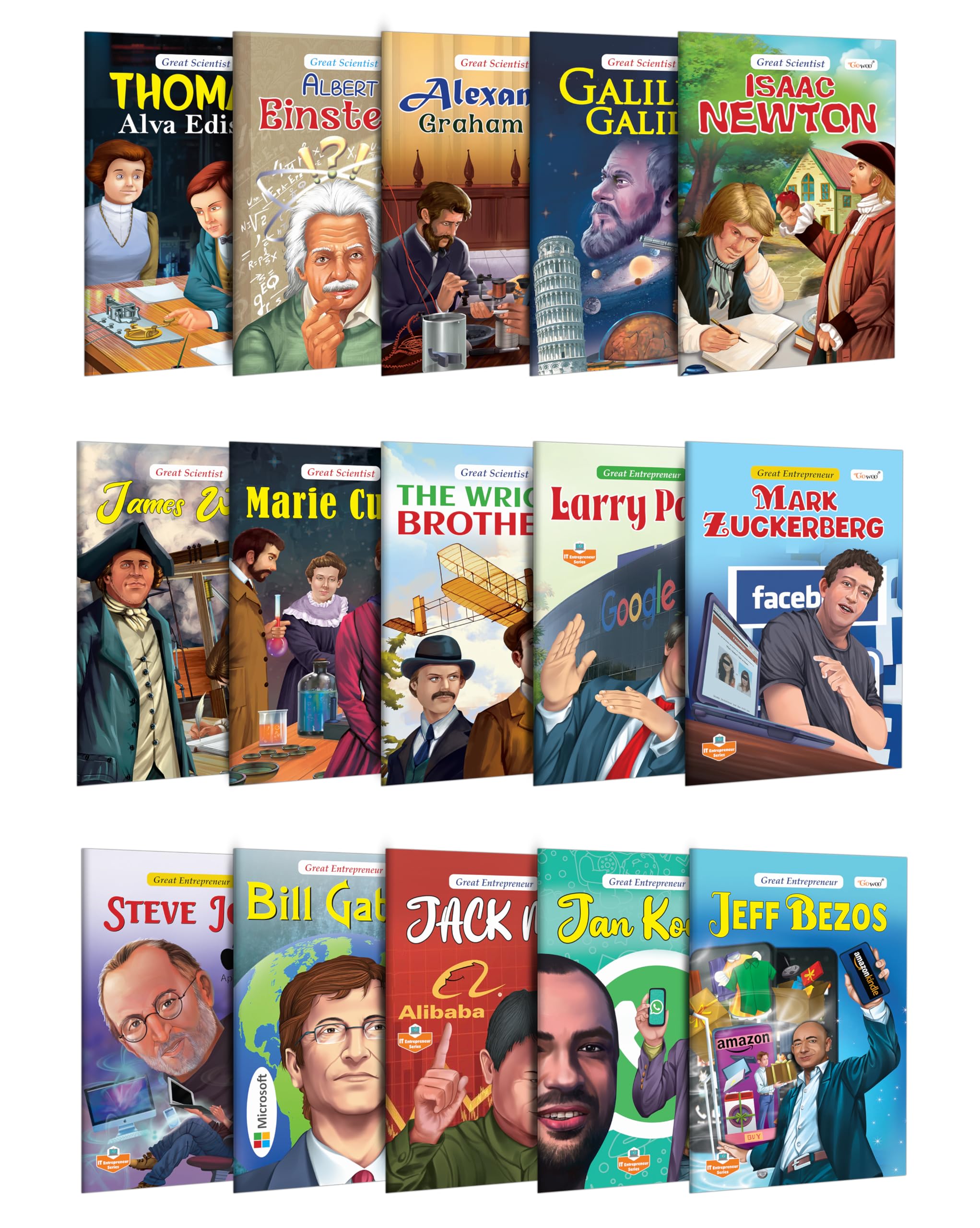 Issac Newton, James Watt, Marie Curie, Bill Gates, Steve Jobs, Jeff Bezos and more (Great Enterpreneur and Scientists) books : E
