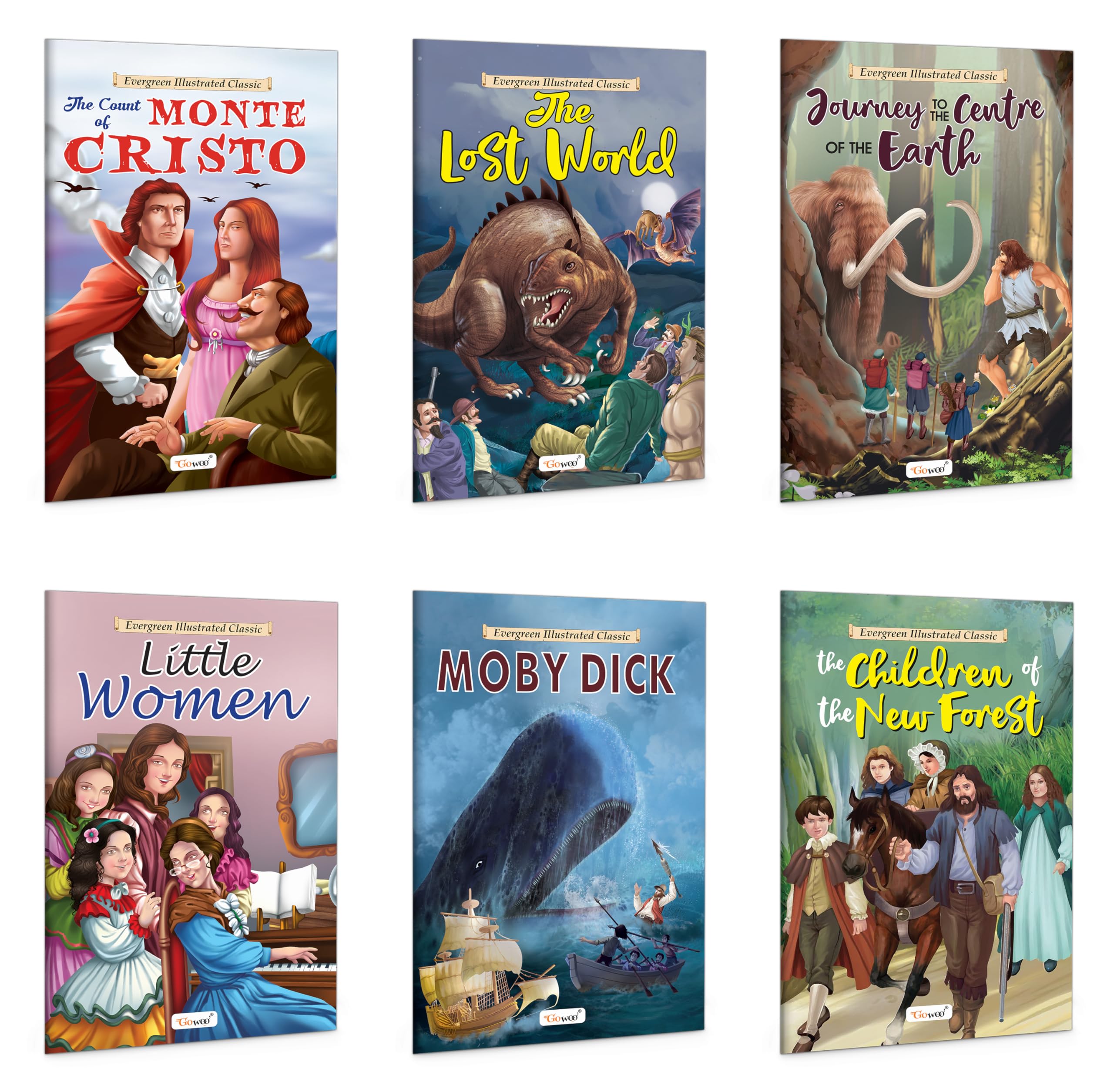 Evergreen Illustrated Classics for kids : Journey to the centre of the earth, Little Women, Moby Dick and more  Classic story b