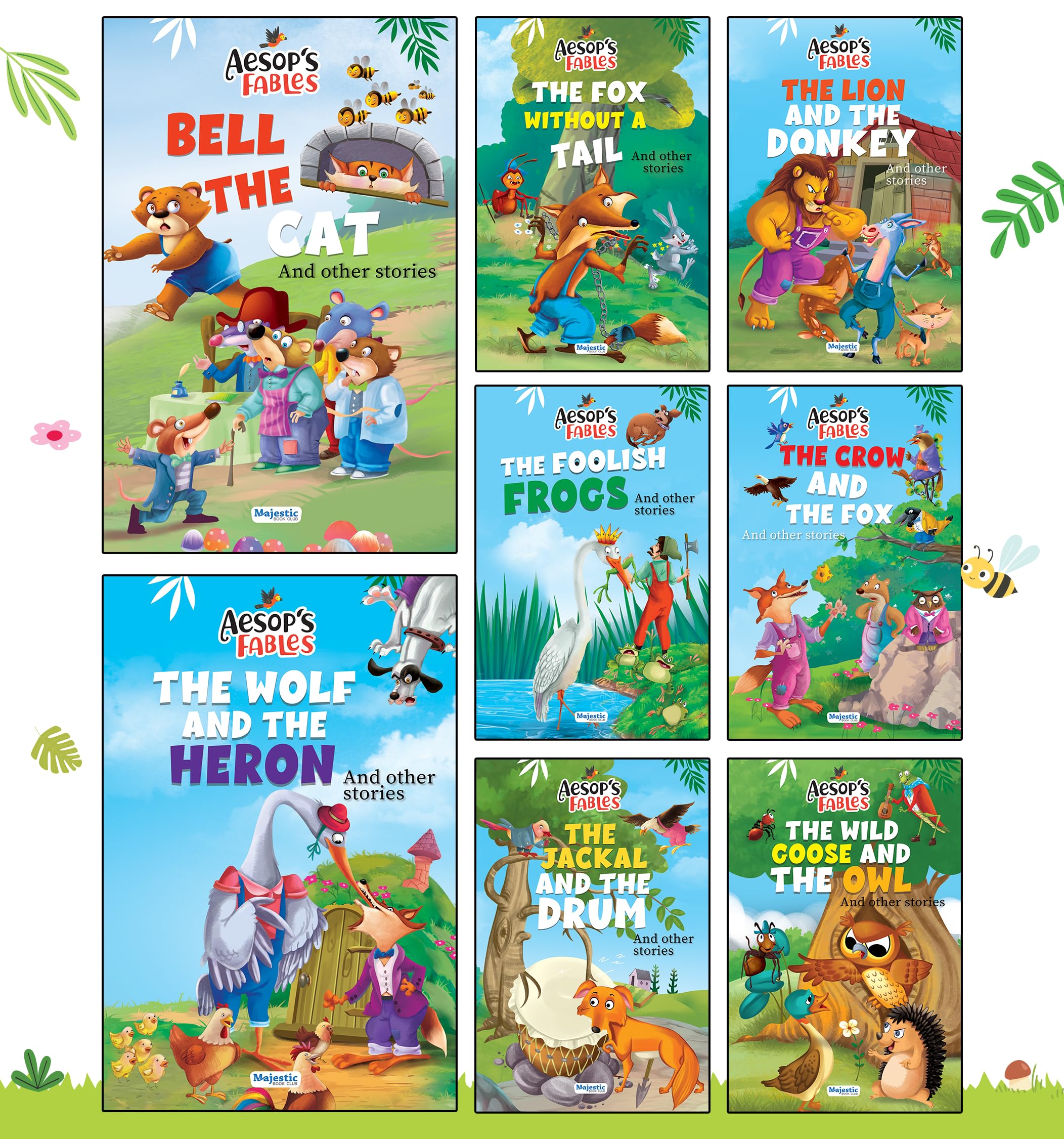 Aesops Fables Story Books for Kids | Set of 8 Books | Aesops Fables Moral Short Stories with Colourful Pictures  3 Years to