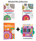 Stress Relief, Meditative, Inspiring  Mandala Copy to Colour for Adults & Kids with 10 Colour Pencils : meditative mandala pat