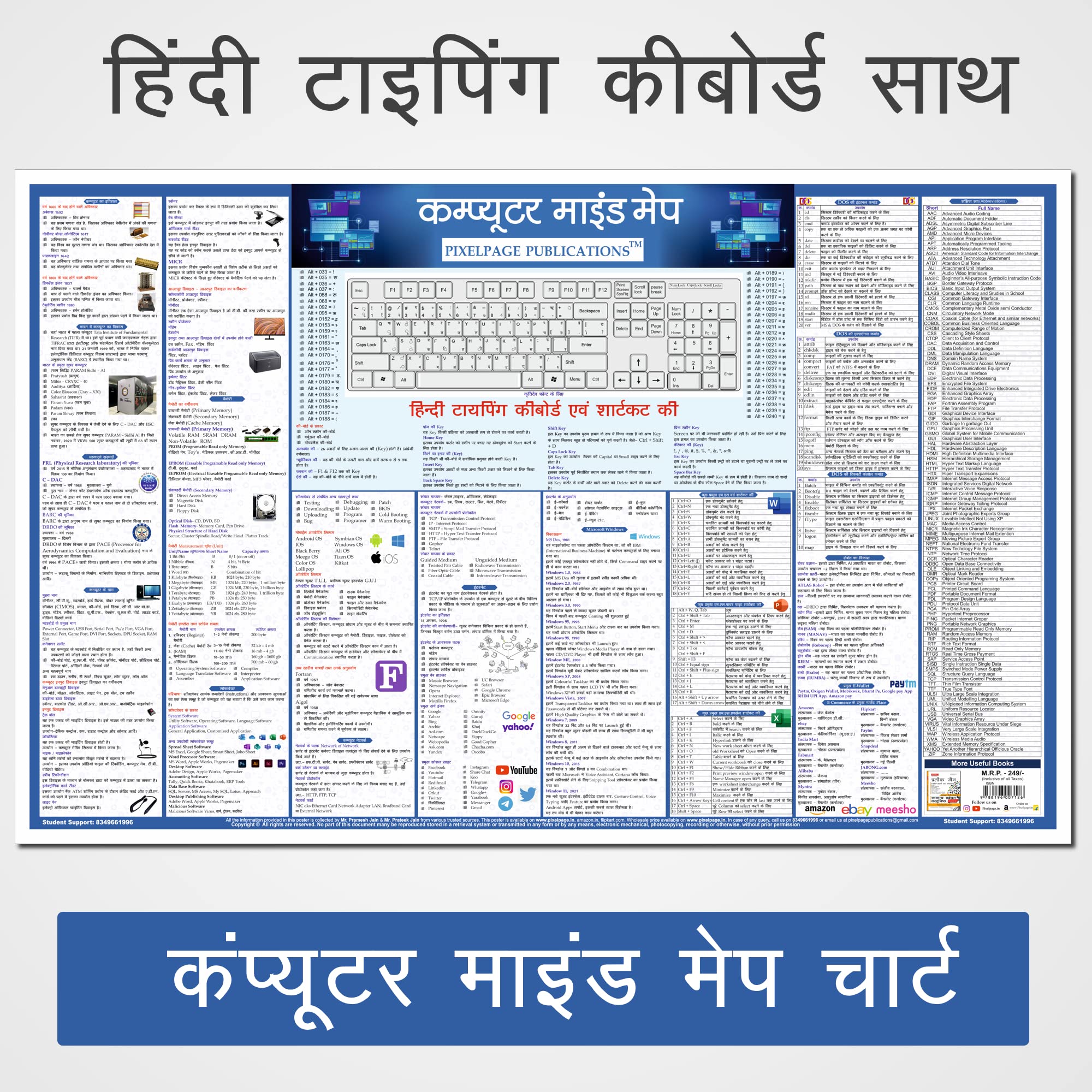 [Hindi] Computer Mind Map Chart: Competitive Exam Prep | CPCT, SSC, UPSC, MPPSC and other Exams (Computer chart book)