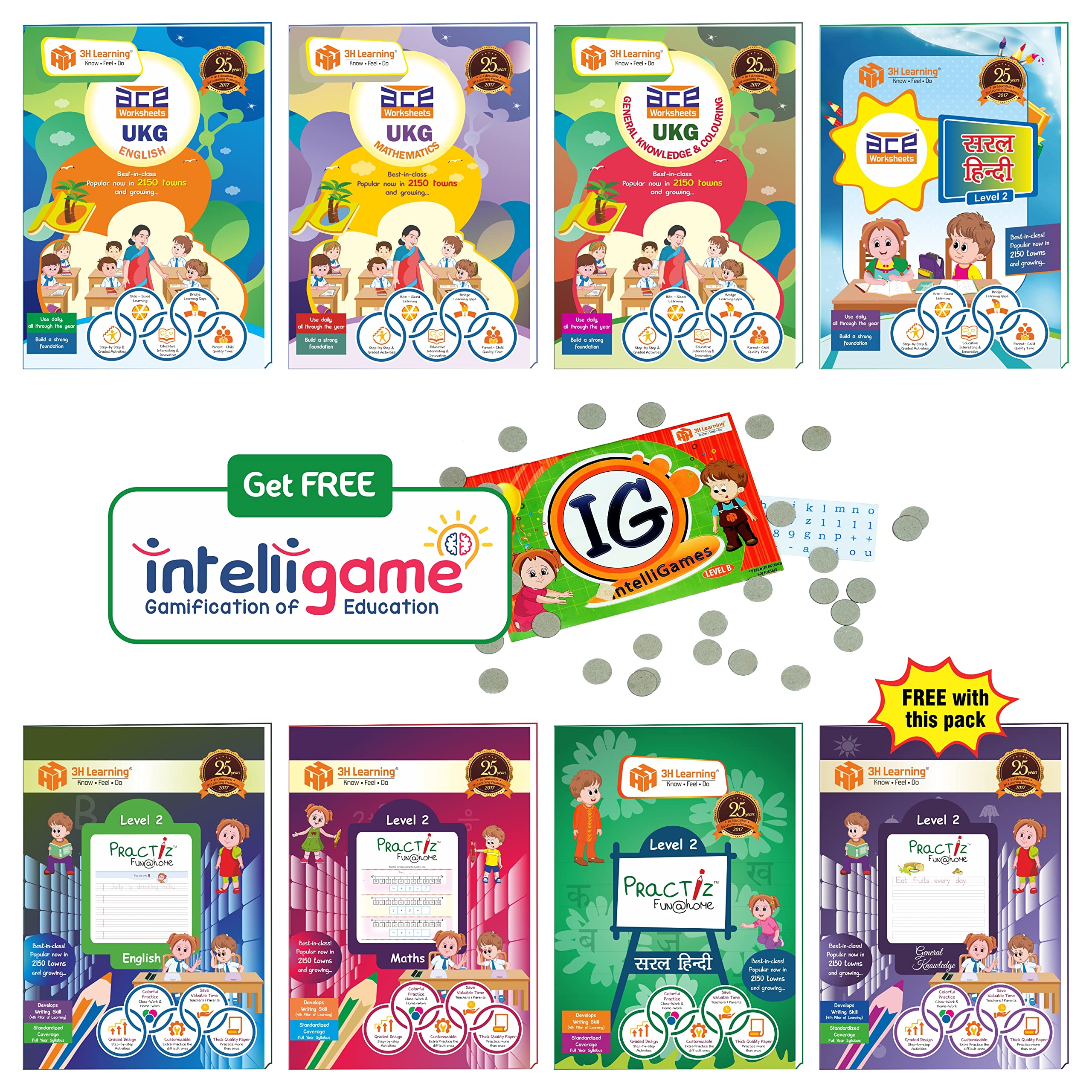 Ukg Kids (46 Years) 688 Pages Cbse 8 Books Ace Early Learning Activity Worksheets & Writing Practice Upper Kindergarten School 