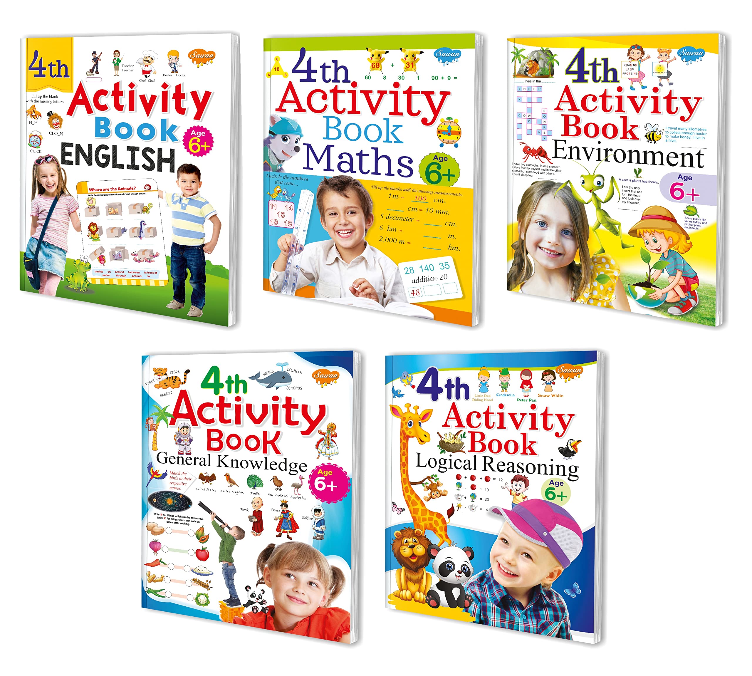 4Th Activity Books (English, Maths, Environment, General Knowledge, Logical Reasoning) Pack Of 5 Books