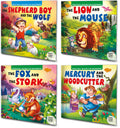 Sawan Story Books For Beginners & Early Readers Pack Of 4 Books (The Shepherd Boy And The Wolf, The Lion And The Mouse, The Fox 