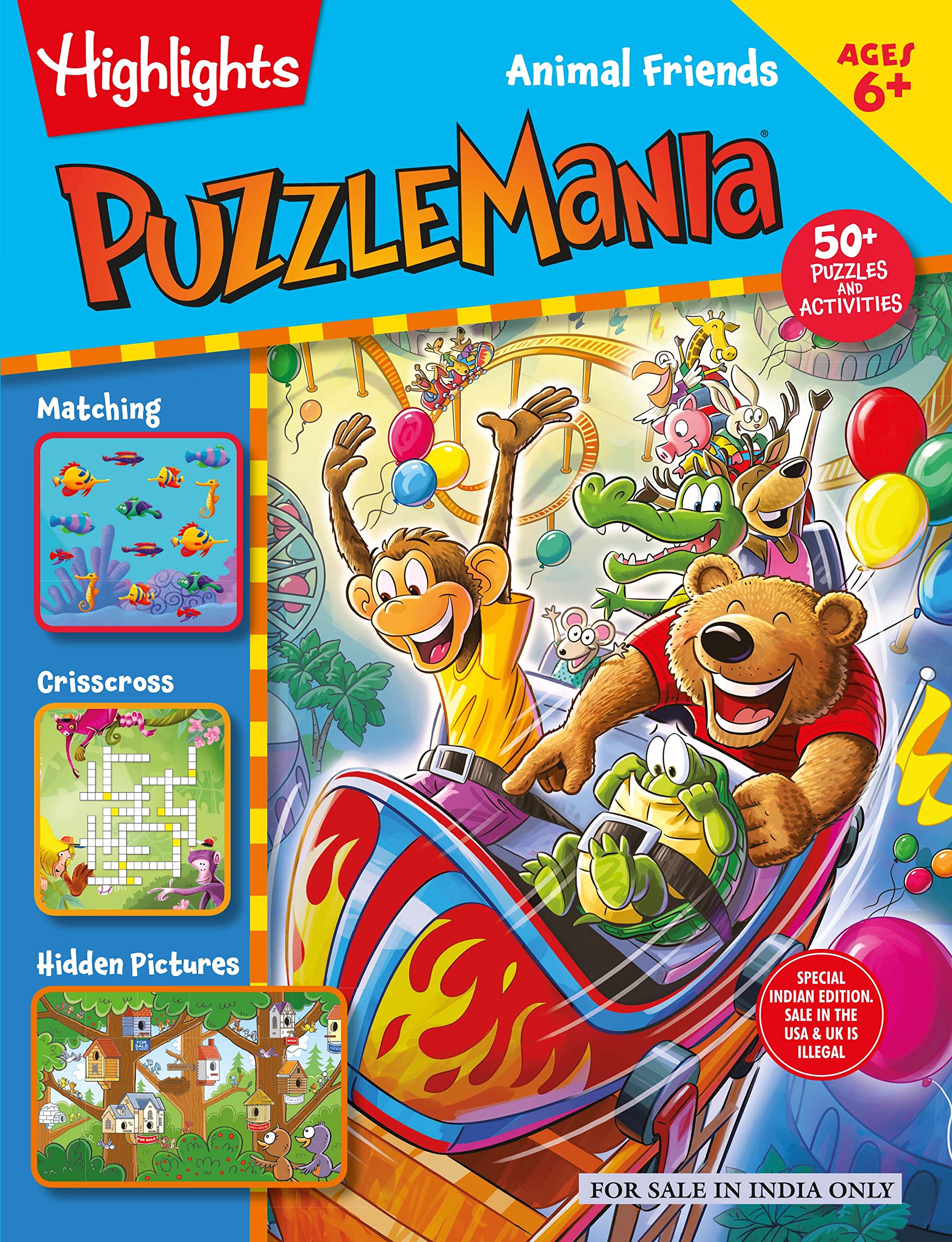 Puzzlemania Animal Friends: 50 Plus Puzzles and Activities/Matching, Crisscross, Hidden Pictures  Children Book (English)