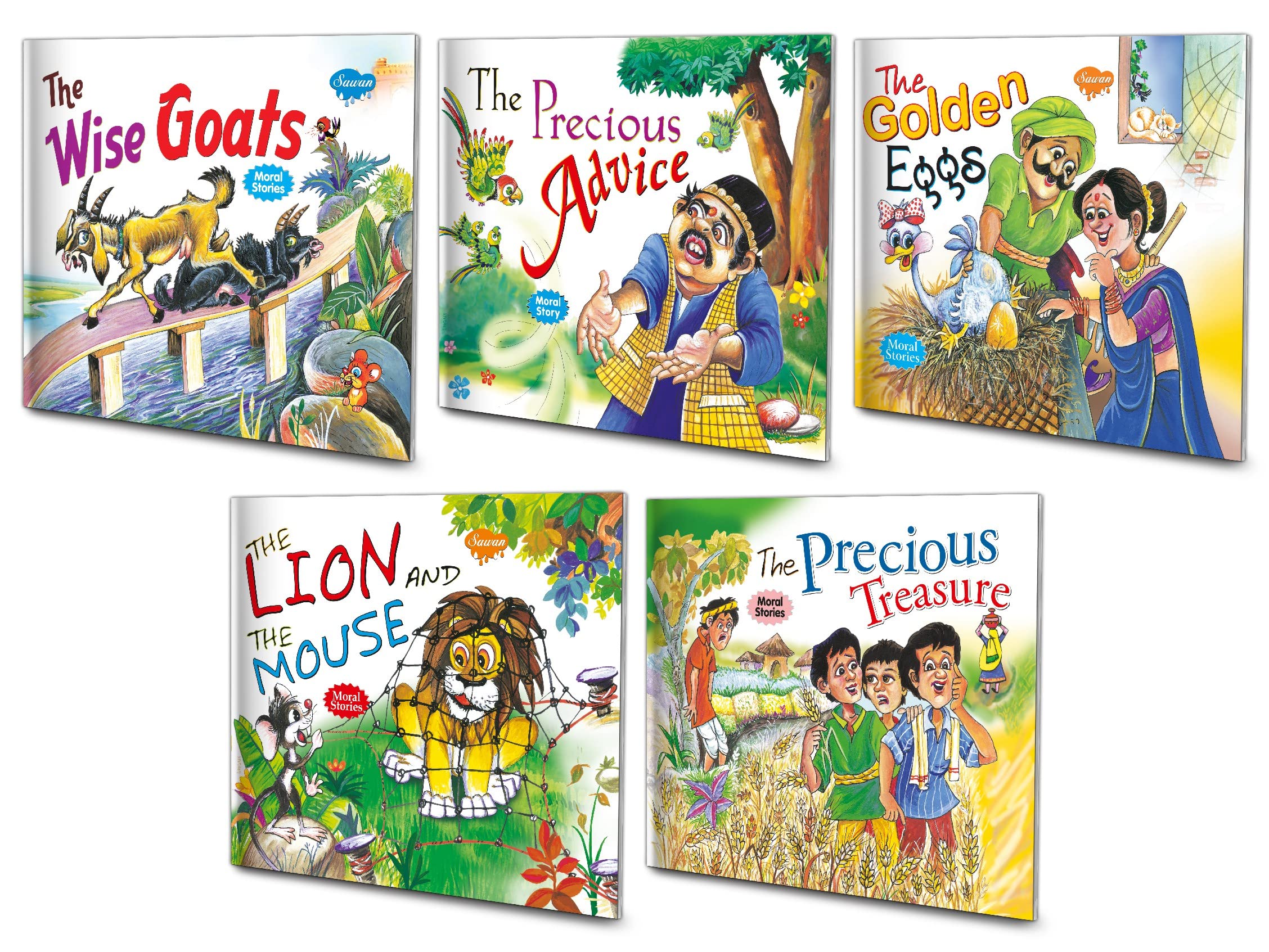 Sawan Moral Story Books The Wise Goats, The Precious Advice, The Golden Eggs, The Lion And The Mouse, The Precious Treasure | P