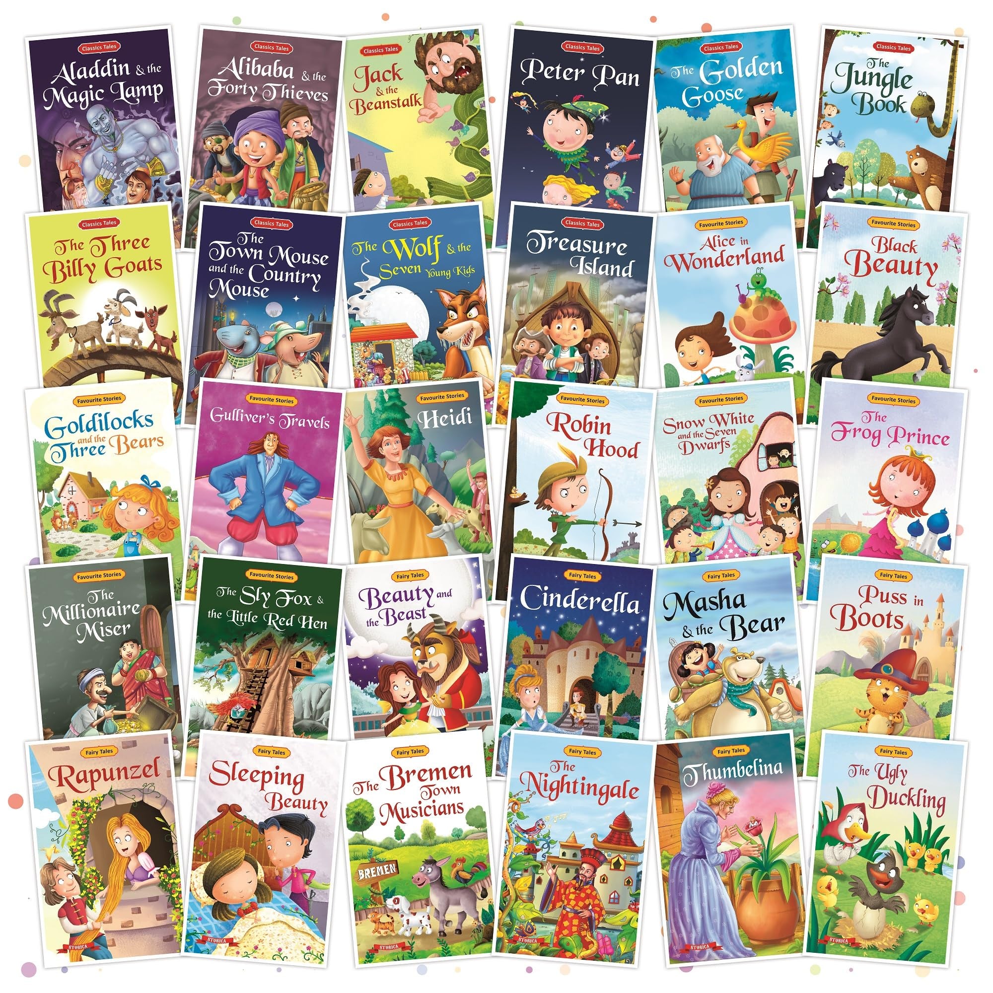 Set Of 30 Classic Tales, Favourite & Fairy Tales Story Books | English Short Stories Books For 3+ | Cindrella, Rapunzel, Aladdin