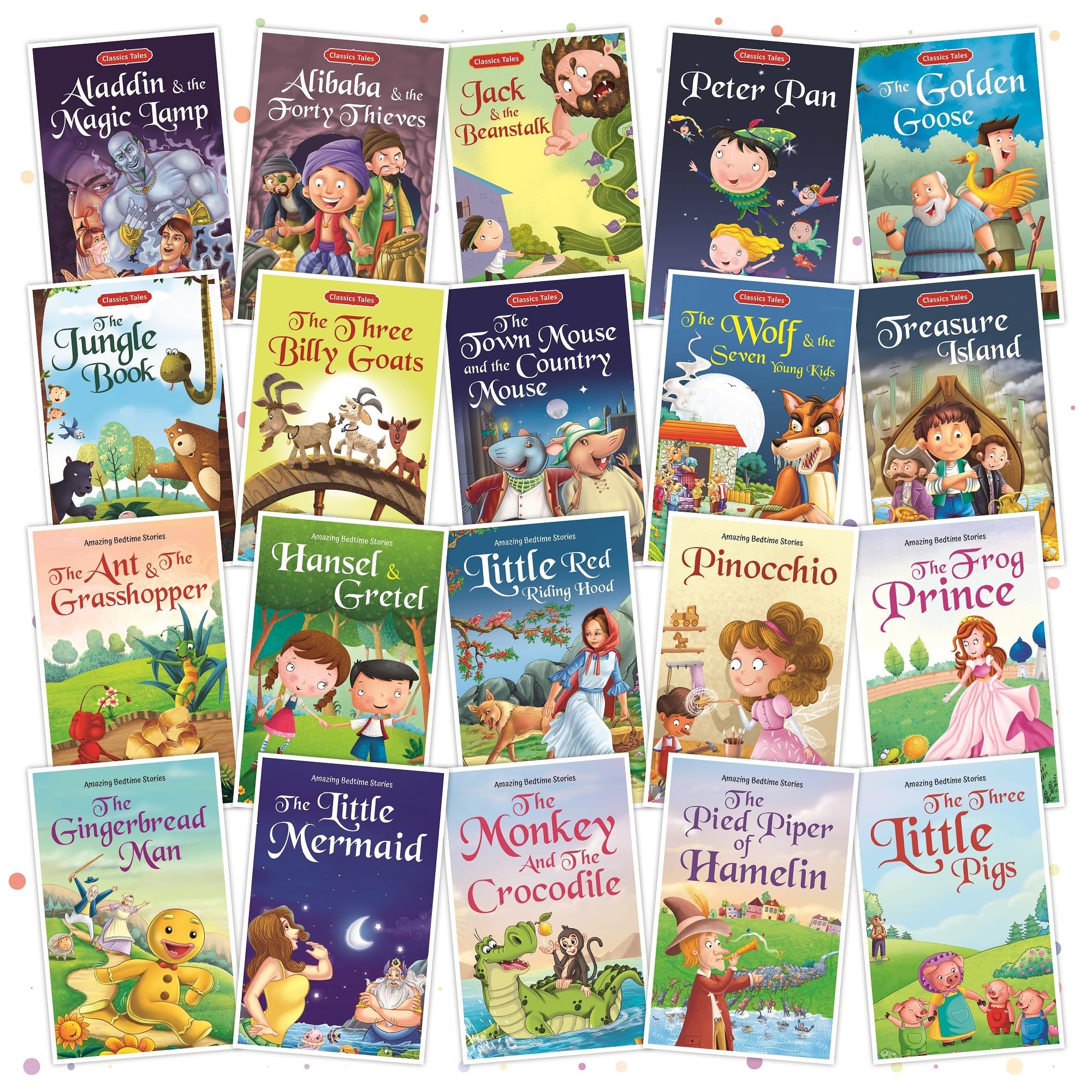 Set Of 20 Classic Tales & Bedtime Story Books| English Short Stories For 3+ | Pinocchio,Three Little Pigs, Aladdin, Alibaba, Jun