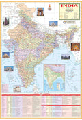 MWM01 | Teachingnest TNs India Political Map 70x100cm English Showing bifurcation of Jammu & Kashmir and Ladakh
