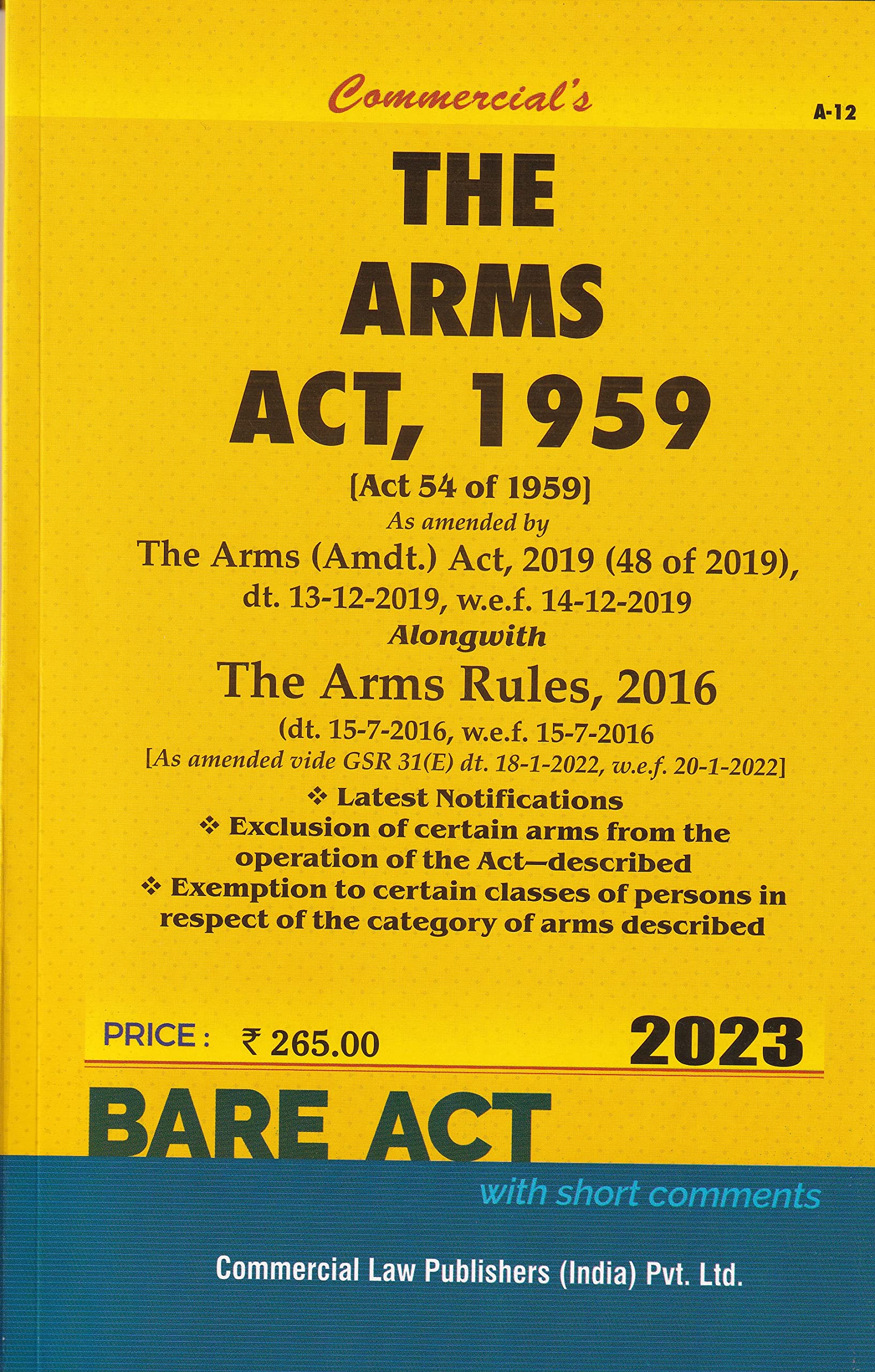 Commercials The Arms Act, 1959  2022/edition