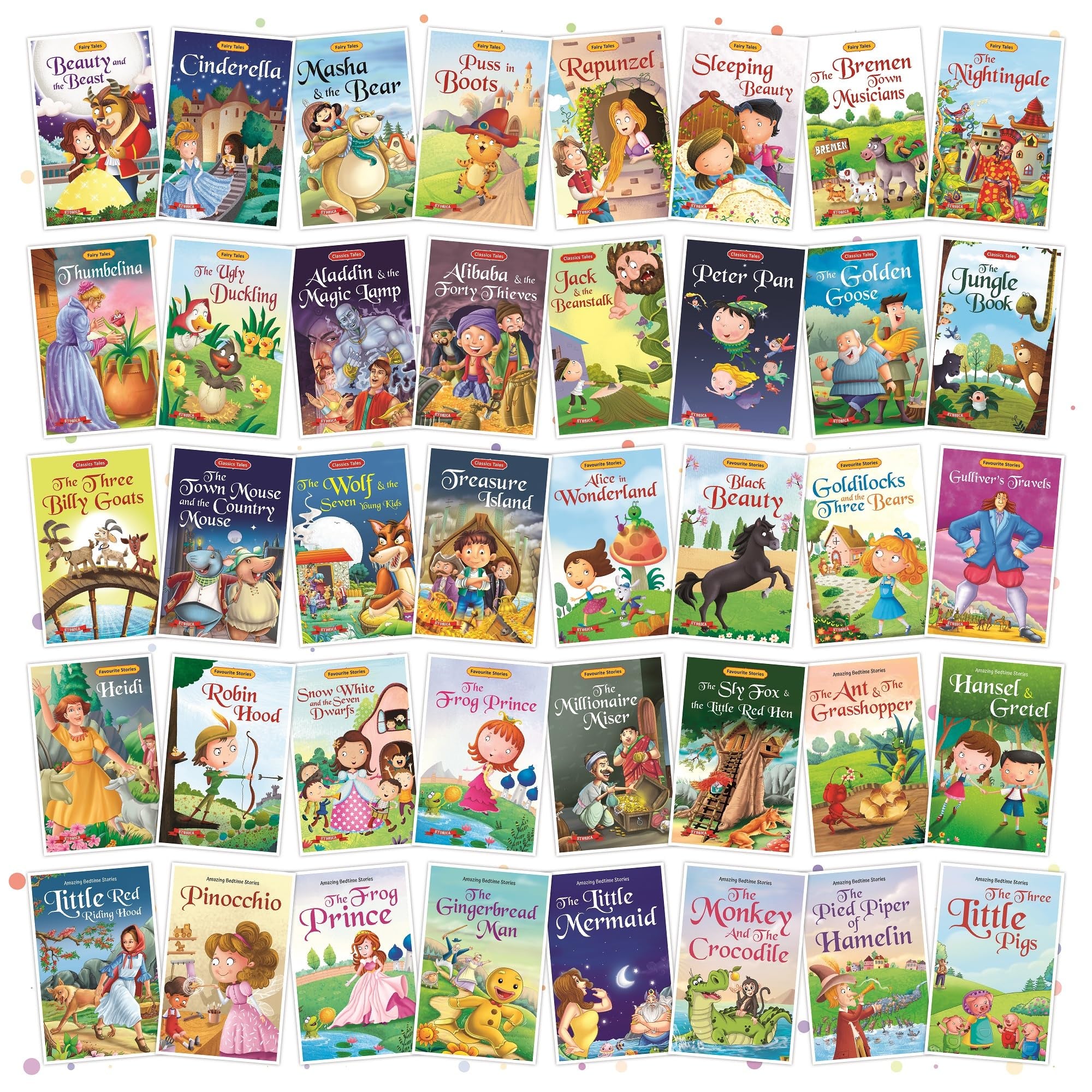 Set 40 Story Books| English Short Stories For 3+ | Cindrella,Rapunzel,Robinhood, Snow White,Pinocchio & Others