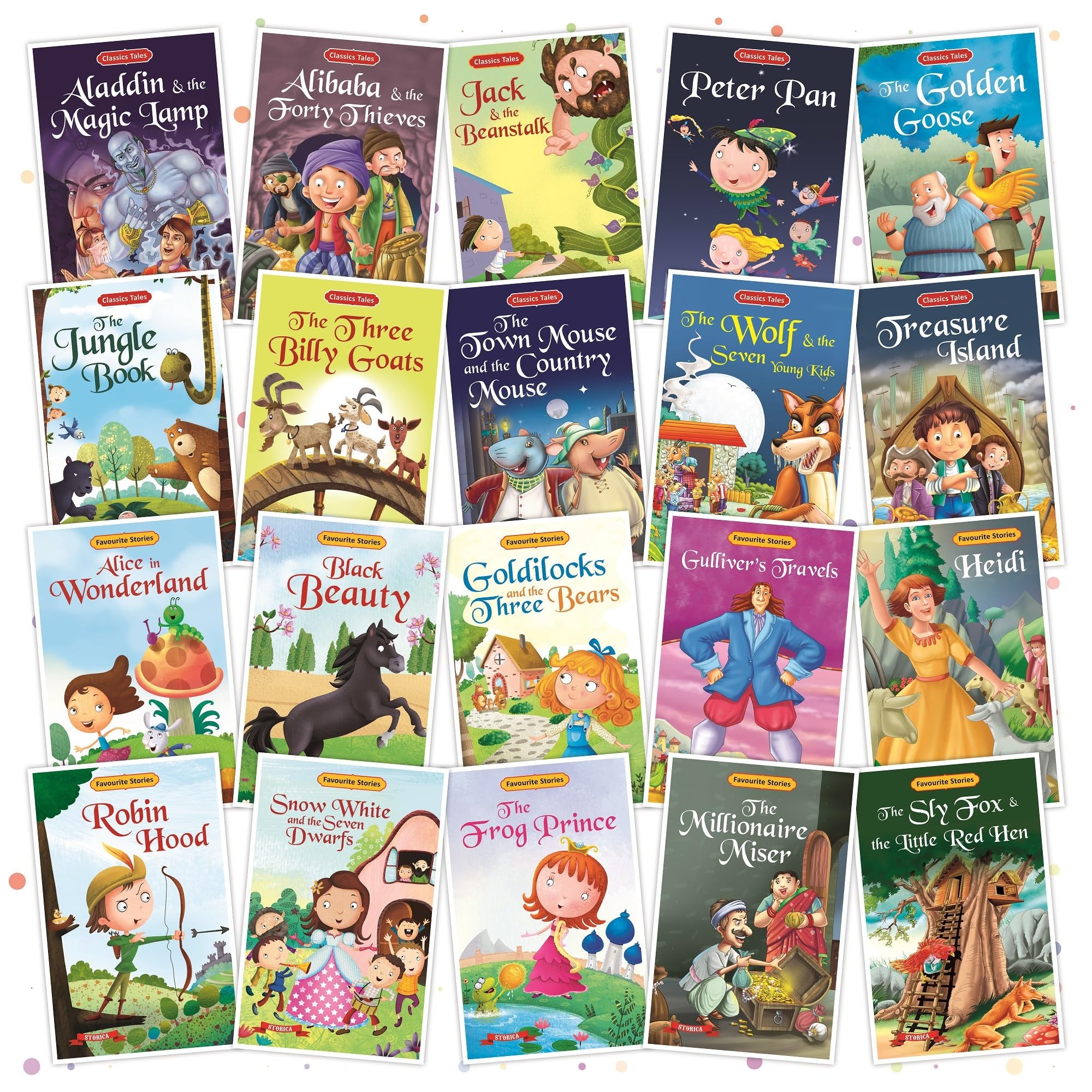 Set Of 20 Classic Tales & Favourite Story Books | English Short Stories Books For 3+ | Robin Hood, Snow White, Alice In Wonderla
